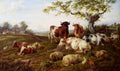 Jones Charles Resting Cattle Sheep And Deer A Farm Beyond Art A4 Photo Print
