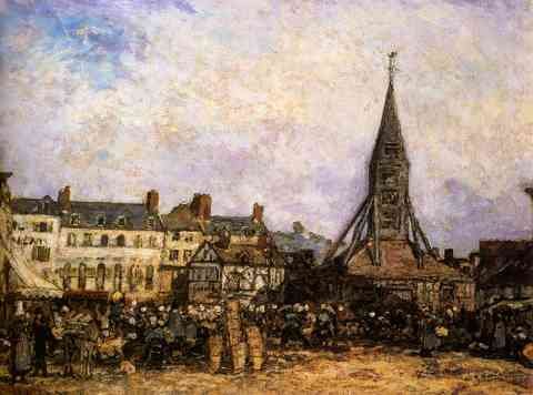 Jongkind Johan Barthold The Market At Sainte Catherine Honfleur A4 Photo Print