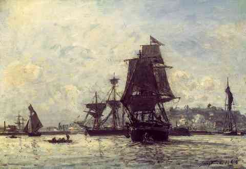 Jongkind Johan Berthold Sailing Ships At Honfleur A4 Photo Print