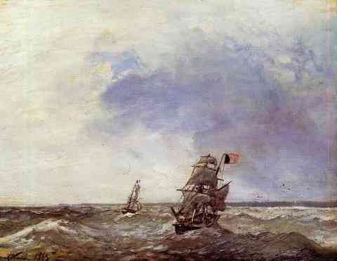 Jongkind Johan Berthold Ships At Sea A4 Photo Print
