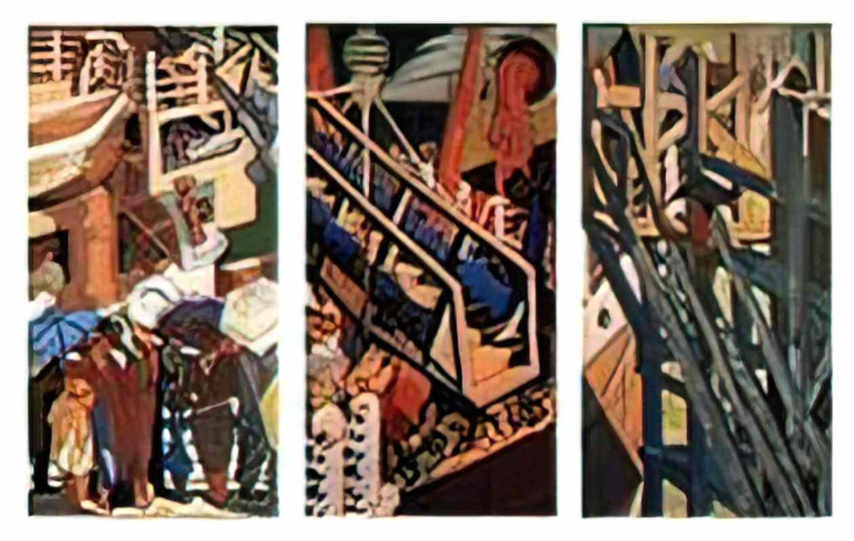 Jose de Almada Negreiros departure of immigrants tapestry Art A4 Photo Print