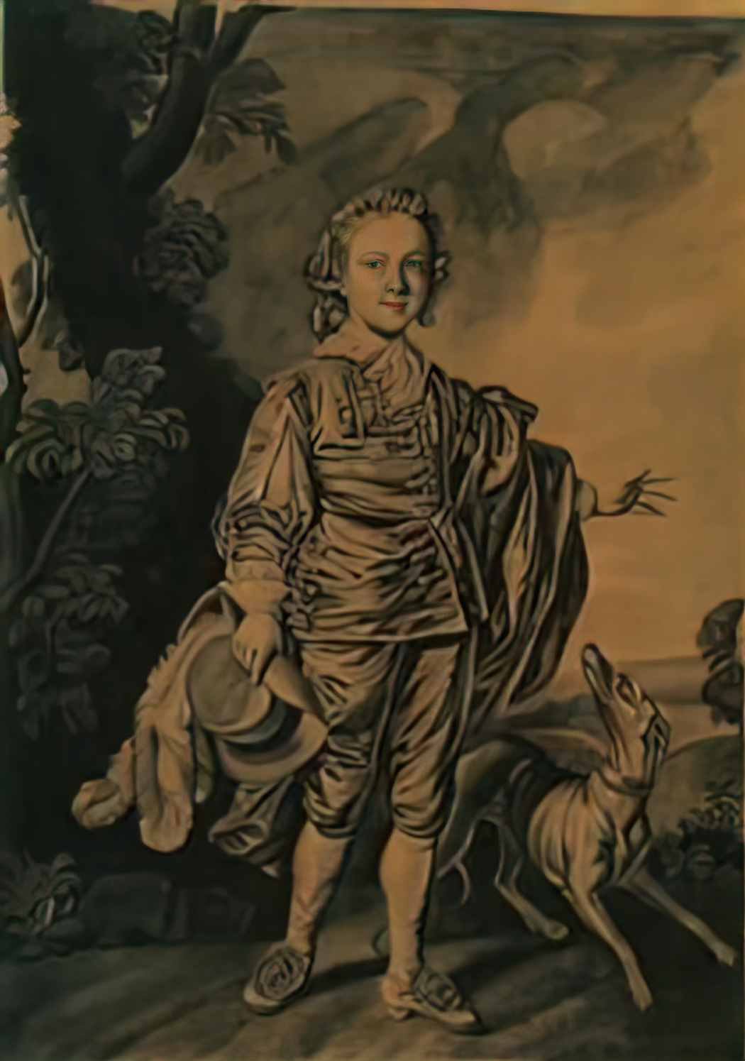 Joseph Wright boy with plumed hat and greyhound Art A4 Photo Print