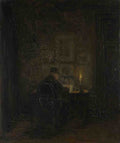 Jozef Israels An Old Man writing by Candlelight A4 Photo Print