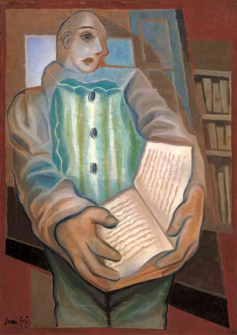 Juan Gris pierrot with book A4 Photo Print