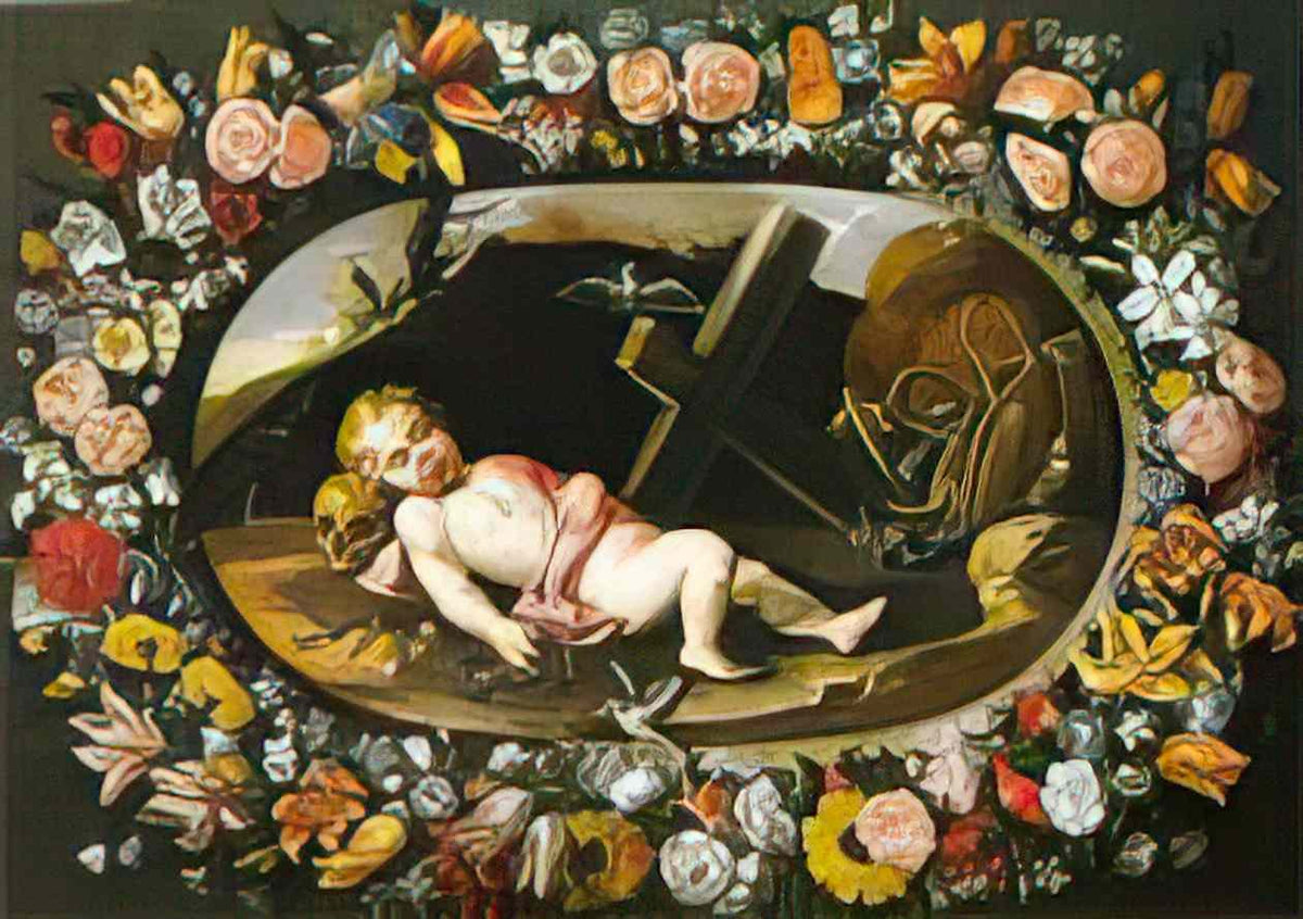 Juan van der Hamen van der hamen y le n girlande mit schlafenden jusu Art A4 Photo Print