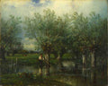 Jules Louis Dupre Willows, with a Man Fishing A4 Photo Print