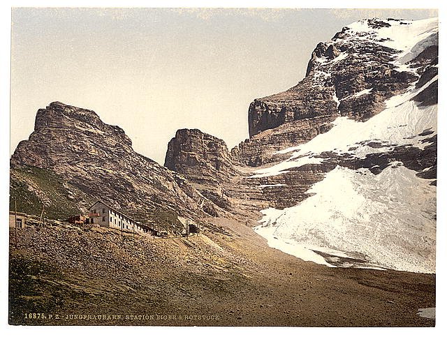 Jungfrau Eiger and Rothstock Bernese Oberland Vintage A4 Photo Print