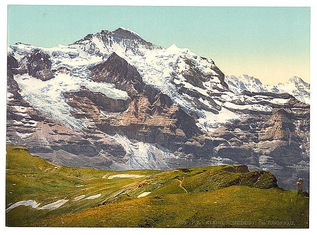 Jungfrau and Scheidegg II Bernese Oberland Vintage A4 Photo Print