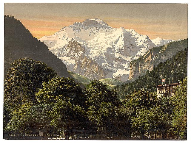 Jungfrau from Hohenweg Bernese Oberland Vintage A4 Photo Print