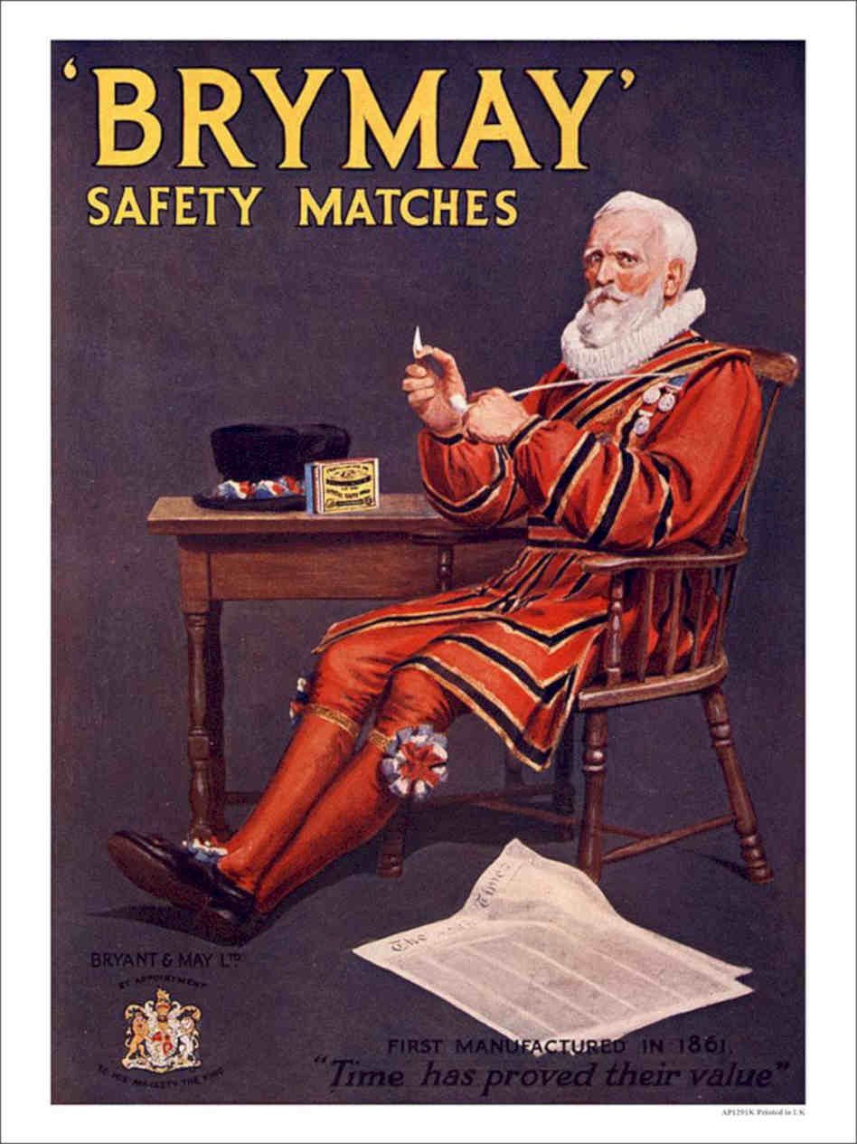K Brymay Safety Matches Vintage Retro Advert Poster A4 Photo Print