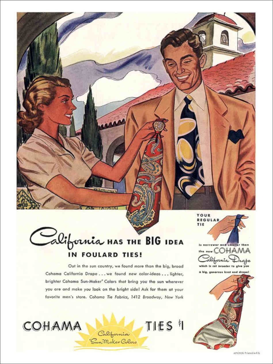 K Cohama Ties Menswear 1943 Vintage Retro Advert Poster A4 Photo Print