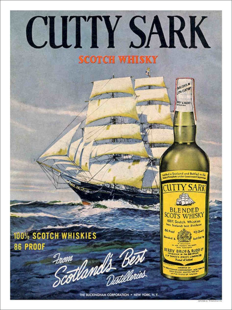 K Cutty Sark Whiskey Vintage Retro Advert Poster A4 Photo Print
