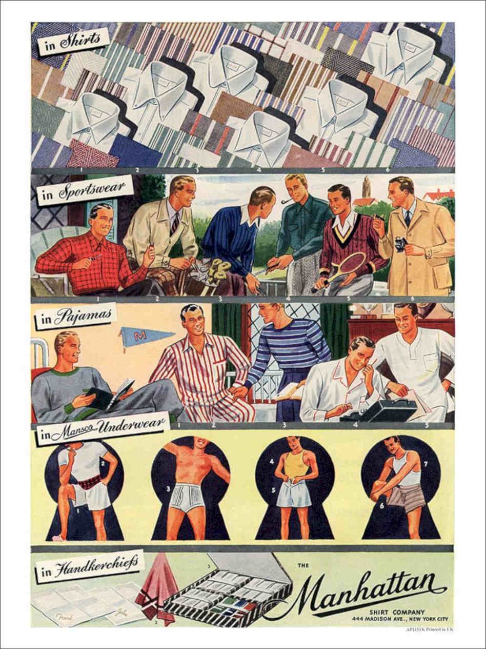 K Manhatten Menswear 1940s Vintage Retro Advert Poster A4 Photo Print