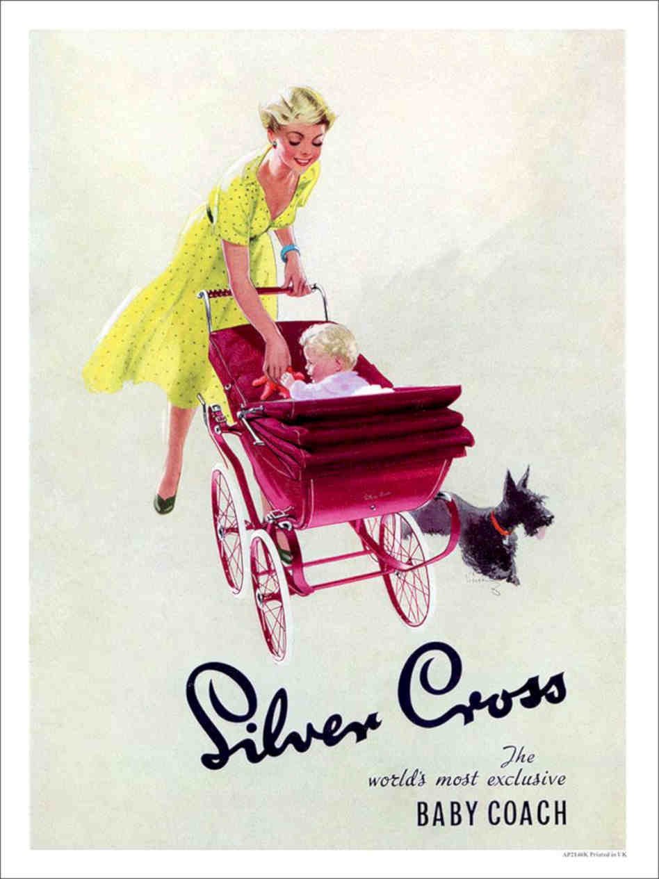 K Silver Cross Pram Vintage Retro Advert Poster A4 Photo Print