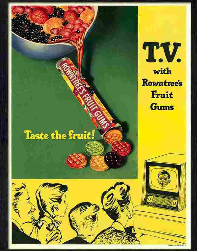 K TV with rowntrees fruit gums 1950s 2 Advert A4 Photo Print