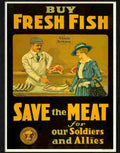 K buy fresh fish save the meat war poster Advert A4 Photo Print