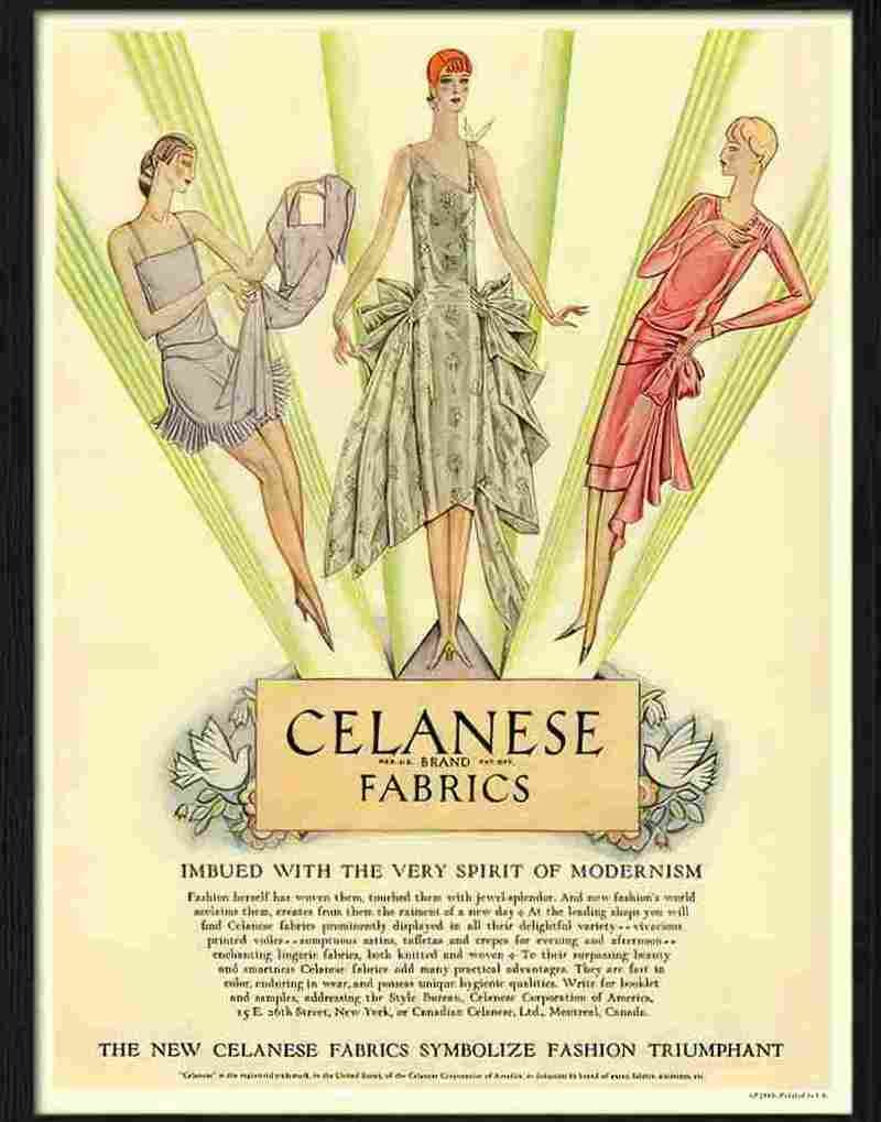 K celanese fabrics 1928 2 Advert A4 Photo Print