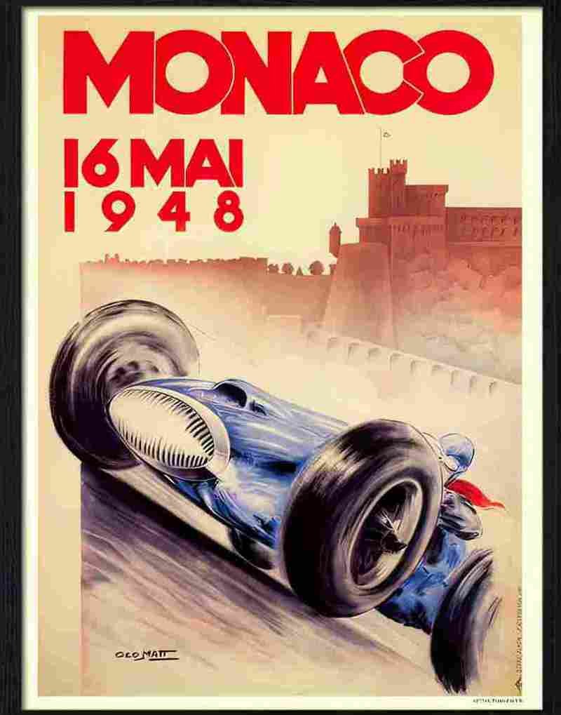 K monaco racing poster 1948 Advert A4 Photo Print
