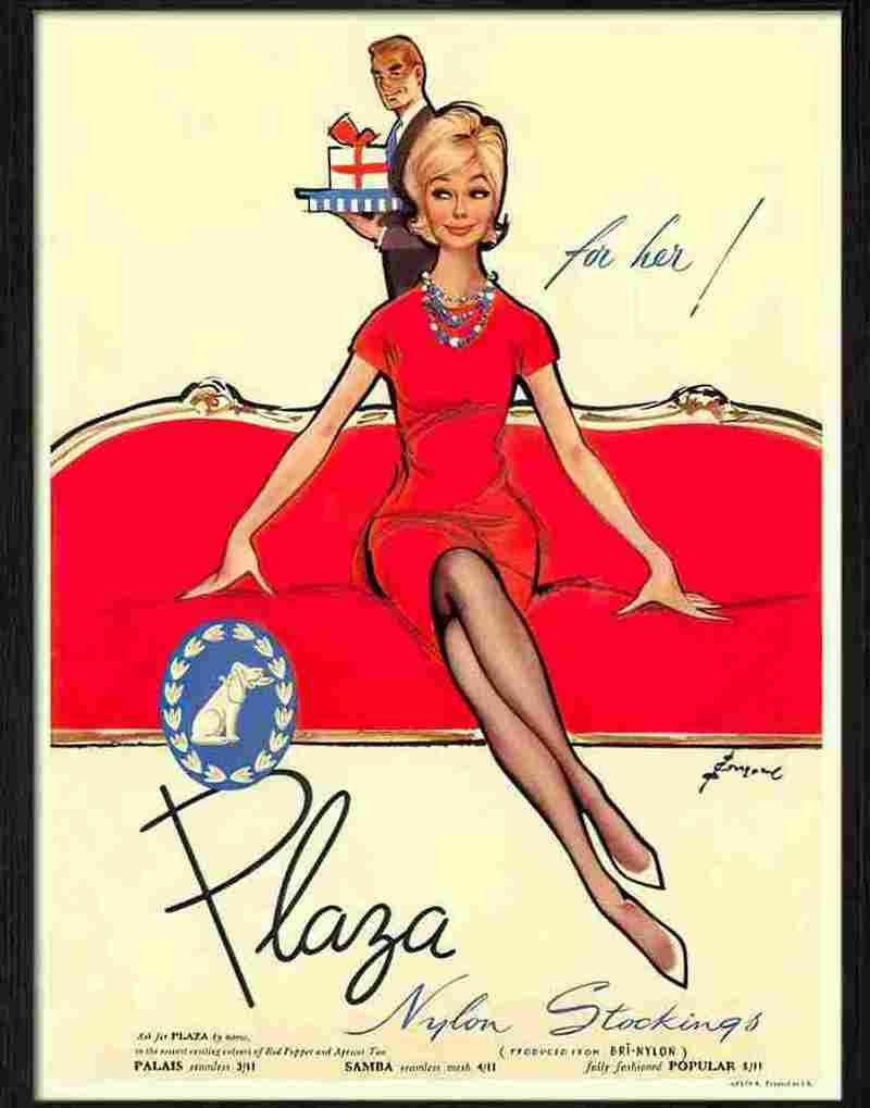 K plaza nylon stockings 1960s Advert A4 Photo Print
