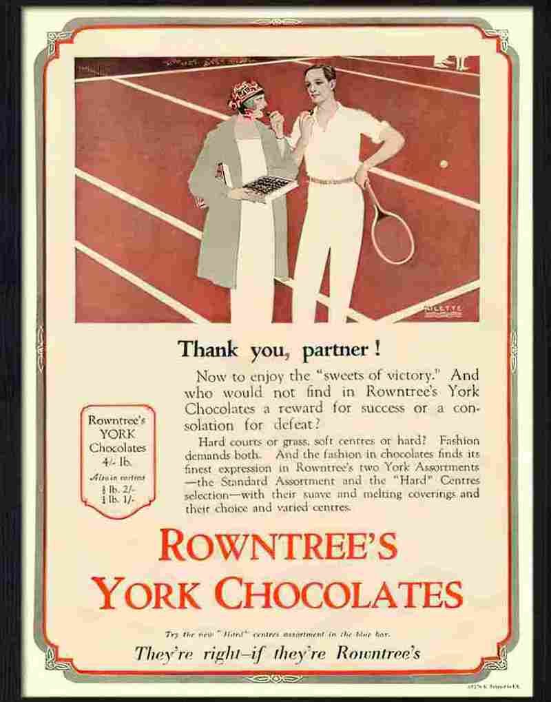 K rowntrees york chocolates tennis 1920s Advert A4 Photo Print