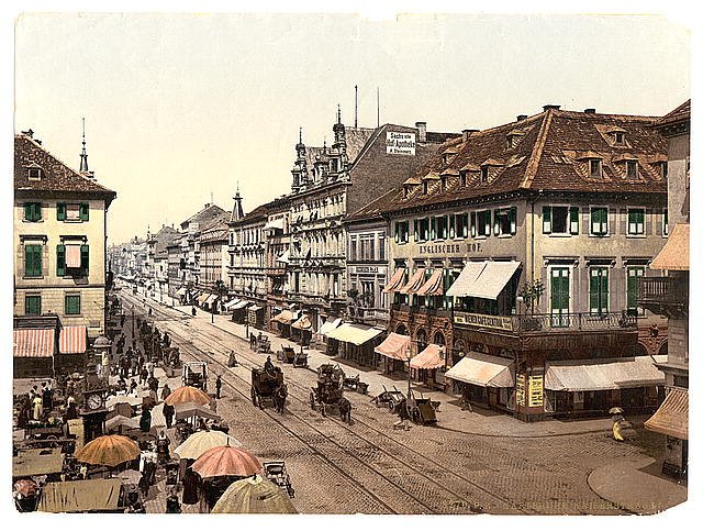 Kaiser Strasse Karlsruhe Baden Vintage A4 Photo Print