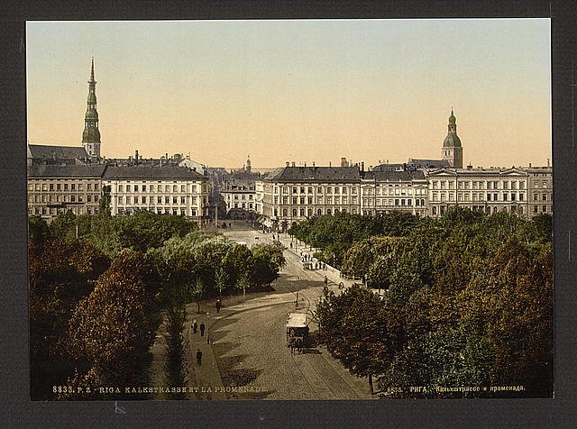 Kalkstrasse and the promenade Riga Vintage A4 Photo Print