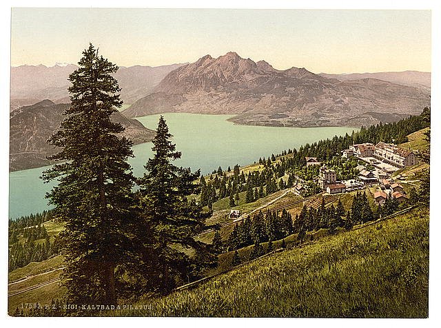 Kaltbad and Pilatus Rigi Vintage A4 Photo Print