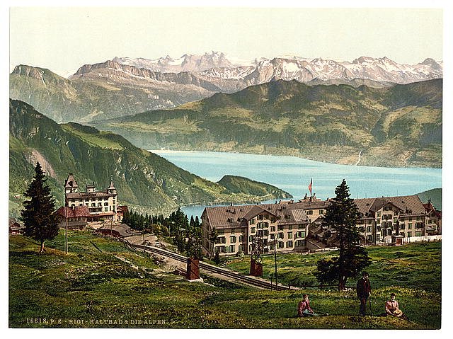 Kaltbad and the Alps Rigi Vintage A4 Photo Print