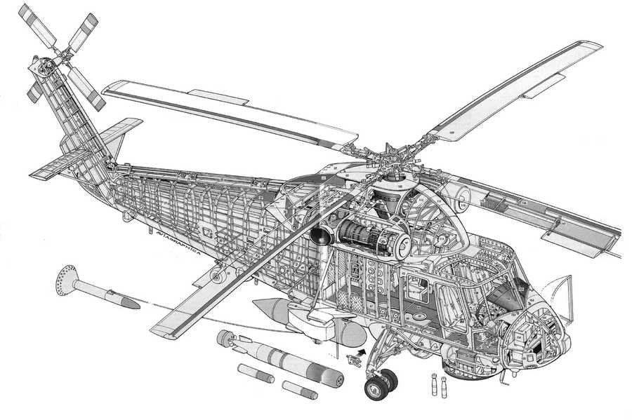 Kaman SH 2 Seasprite 1536x1022 cutaway A4 Photo Print