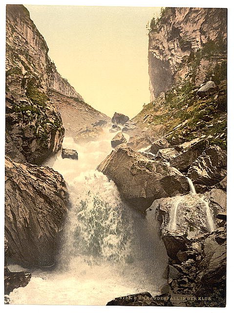 Kander fall at Klus Bernese Oberland Vintage A4 Photo Print