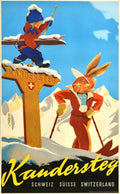 Kandersteg Skiing Rabbit Vintage Retro Advert Poster A4 Photo Print