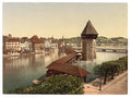 Kapellbrucke and Wasserturm Lucerne Vintage A4 Photo Print