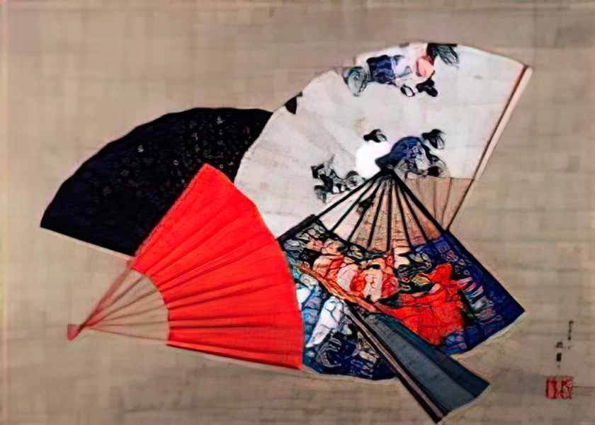 Katsushika Hokusai five fans Art A4 Photo Print