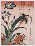 Katsushika Hokusai kingfisher carnation iris Art A4 Photo Print