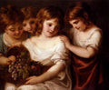 Kauffman Angelica Four Children With A Basket Of Fruit A4 Photo Print