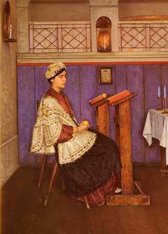 Kaufmann Isidor Young Woman In The Synagogue A4 Photo Print