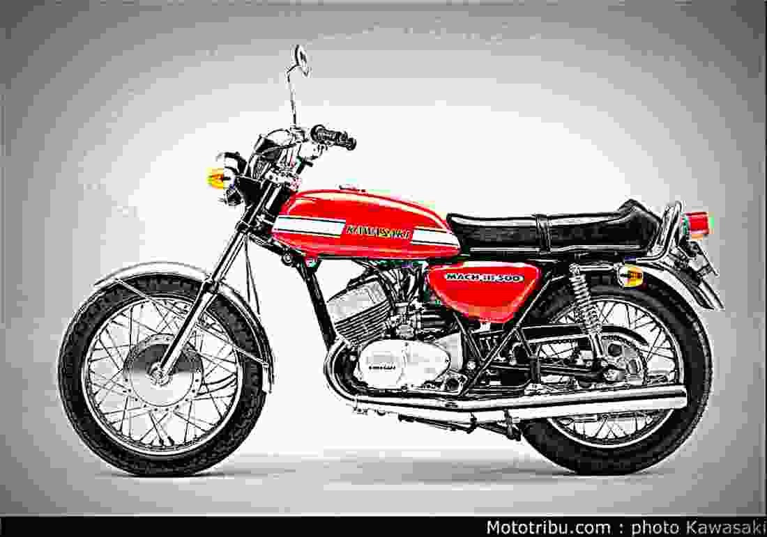 Kawasaki 500 H 1 Mach III 1970 6 motorbike A4 Photo Print