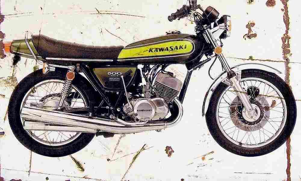 Kawasaki 500 MachIII 1974 Aged Vintage A4 Photo Print