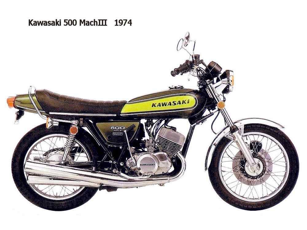 Kawasaki 500 MachIII 1974 motorbike A4 Photo Print