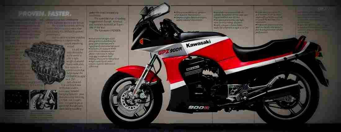 Kawasaki GPZ 900 R 1987 3 motorbike A4 Photo Print