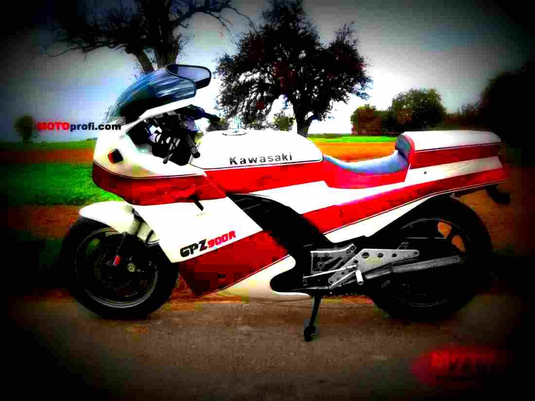 Kawasaki GPZ 900 R (reduced effect) 1985 2 motorbike A4 Photo Print