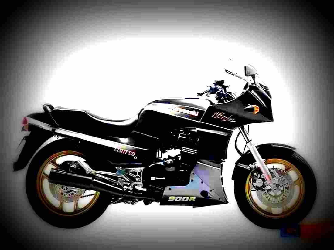 Kawasaki GPZ 900 R (reduced effect) 1989 3 motorbike A4 Photo Print