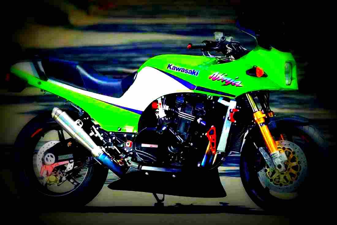Kawasaki GPZ 900 R (reduced effect) 1992 3 motorbike A4 Photo Print