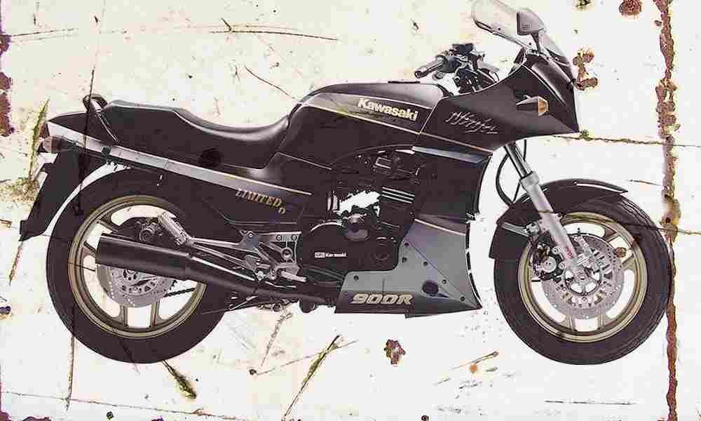 Kawasaki GPZ900R NinjaLimited 1989 Aged Vintage A4 Photo Print