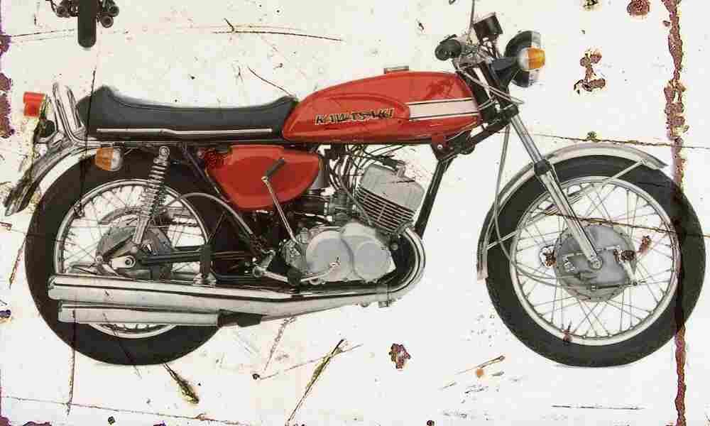 Kawasaki H1 Mach3 1970 Aged Vintage A4 Photo Print