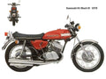 Kawasaki H1 Mach3 1970 motorbike A4 Photo Print