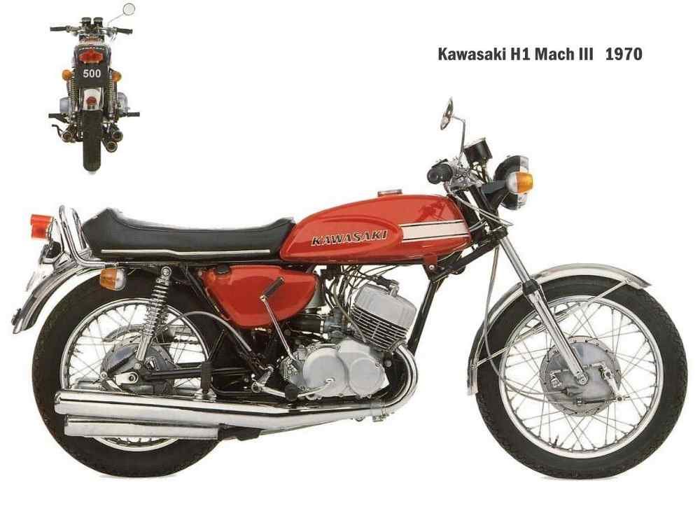 Kawasaki H1 Mach3 1970 motorbike A4 Photo Print