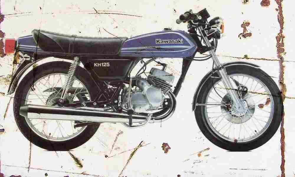 Kawasaki KH125 1982 Aged Vintage A4 Photo Print