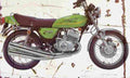 Kawasaki KH400 1972 Aged Vintage A4 Photo Print