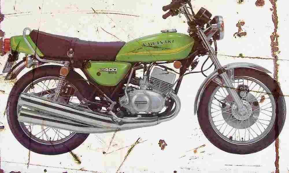 Kawasaki KH400 1972 Aged Vintage A4 Photo Print